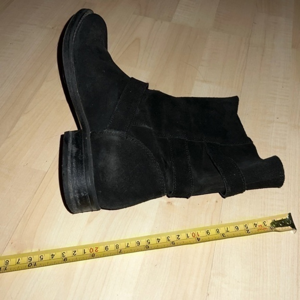 Steve Madden Altta moto bootie ankle boots black suede size 5.5 gently preloved - Picture 11 of 13